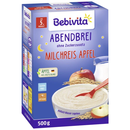 Abendbrei Milchreis Apfel Ab 5.Monat 500G 1 Abendbrei Milchreis Apfel Ab 5.Monat 500G