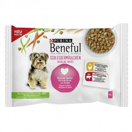 Purina Beneful Schleckermäulchen Huhn & Rind 4x 100G 1 Purina Beneful Schleckermäulchen Huhn & Rind 4x 100G